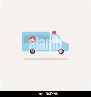 Ambulance color icon with shadow on a white background. Vector illustration Stock Vector