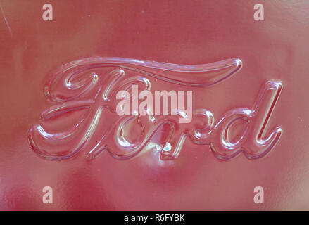 The word FORD on an old 1950s pickup truck Stock Photo