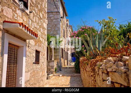 Colorful mediterranean stone street of Prvic island Stock Photo