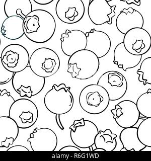 blueberry vector pattern on white background Stock Vector