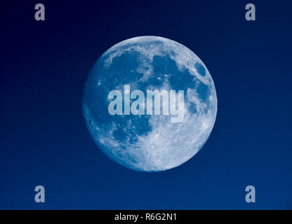 High contrast Full moon seen with telescope Stock Photo