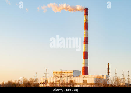 Industrial, ecology pollution. The smoke from the chimney of the Stock Photo