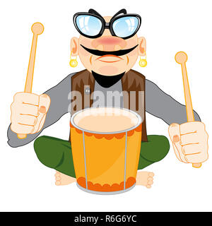 Musician with drum Stock Photo