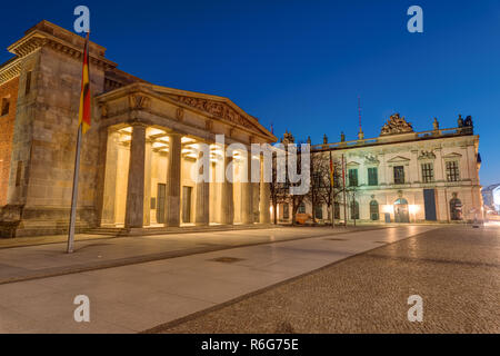 the neue wache and the german historical museum in berlin at night Stock Photo