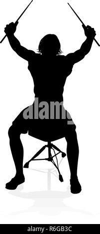 Musician Drummer Silhouette Stock Vector