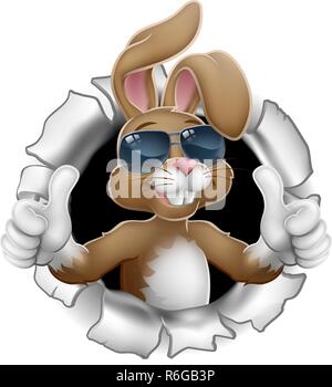 Easter Bunny Cool Thumbs Up Rabbit in Sunglasses Stock Vector