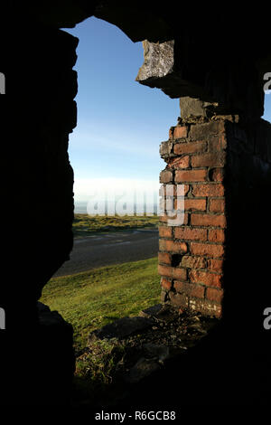 Disused quarry building on Titterstone Clee hill. Shropshire, England, UK. Stock Photo