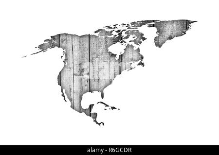 Map of North America on weathered wood Stock Photo - Alamy