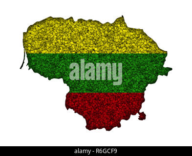 map and flag of lithuania on poppy Stock Photo