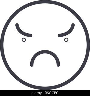 Angry Emoji concept line editable vector concept icon. Angry Emoji concept linear emotion illustration Stock Vector