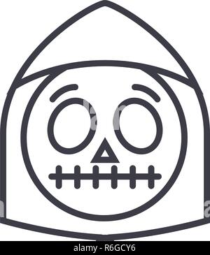 Death Emoji concept line editable vector, concept icon. Death Emoji concept linear emotion illustration Stock Vector