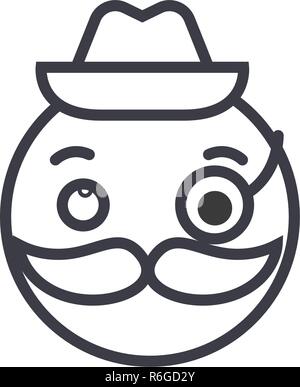 Gentlemen Emoji concept line editable vector, concept icon. Gentlemen Emoji concept linear emotion illustration Stock Vector