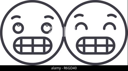 Grimacing Emoji concept line editable vector, concept icon. Grimacing Emoji concept linear emotion illustration Stock Vector
