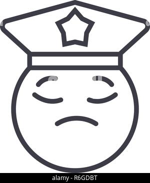 Policeman Emoji concept line editable vector, concept icon. Policeman Emoji concept linear emotion illustration Stock Vector