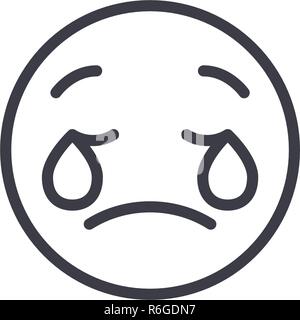 Weeping Emoji Emoji concept line editable vector, concept icon. Weeping Emoji Emoji concept linear emotion illustration Stock Vector