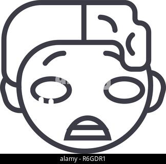 Zomby Emoji concept line editable vector, concept icon. Zomby Emoji concept linear emotion illustration Stock Vector