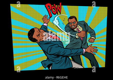 The fight business, a heavy blow. Competition businessmen concep Stock Photo