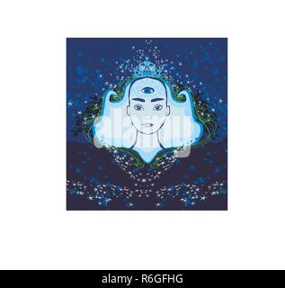 Man with third eye, psychic supernatural senses Stock Vector