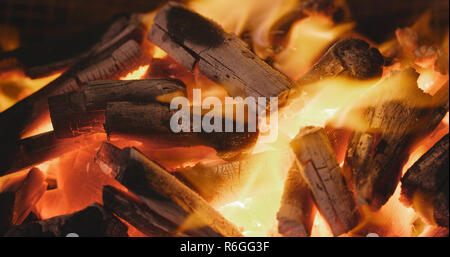 Barbecue Charcoal on fire Stock Photo