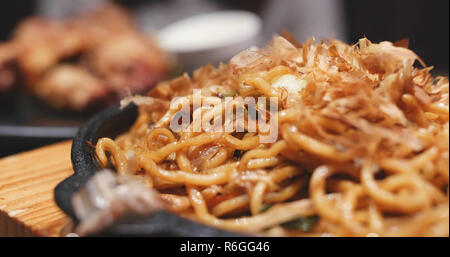 Japanese fried noodles, called yaki soba Stock Photo