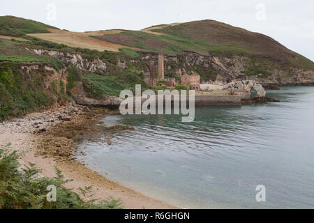 Porth Wen Brickworks is an abandoned industrial site near Cemaes Bay On The North Anglesey Coastline, located on the Coastal Path. Stock Photo