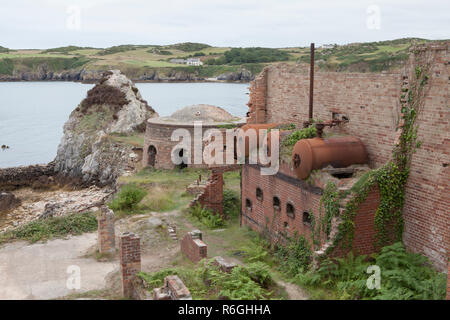 Porth Wen Brickworks is an abandoned industrial site near Cemaes Bay On The North Anglesey Coastline, located on the Coastal Path. Stock Photo