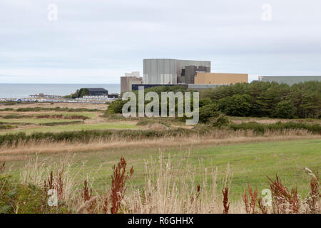 Wylfa Nuclear Power Station is a former Magnox power station on Anglesey in Wales. It is now being decommissioned. Stock Photo