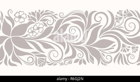 Floral seamless border. Decorative swirls and flowers pattern. Design ...