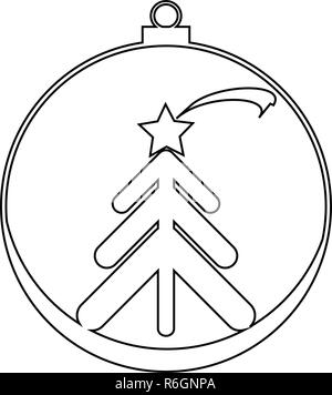Flat Christmas Ball Outline Icon Symbol Design. Vector Christmas Bauble ...