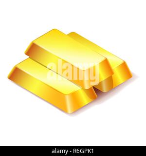 Three gold bars icon isolated on white background Stock Vector