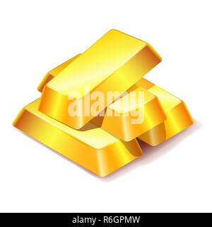 Four gold bars icon isolated on white background Stock Vector