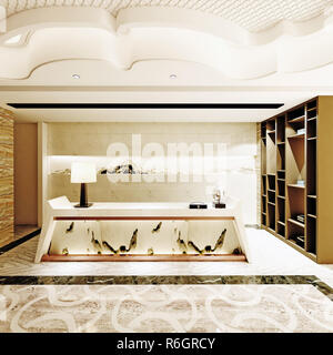 3d rendering luxury hotel lobby reception Stock Photo