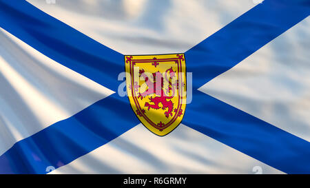 Nova Scotia flag. Waving flag of Nova Scotia province, Canada Stock Photo