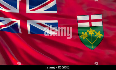 Quebec flag. Waving flag of Quebec province, Canada Stock Photo