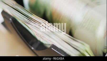 Hong Kong banknote on counting machine Stock Photo