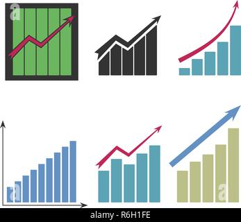 Set of different graphs on white background, vector eps10 illustration Stock Vector
