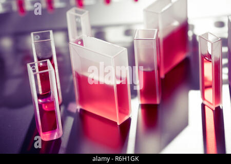 Quartz cuvettes for Chromatography and spectrophotometry in the study of liquids Stock Photo