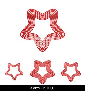 Red line Satan star logo design set Stock Vector