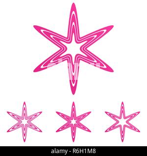 Pink line star logo design set Stock Vector