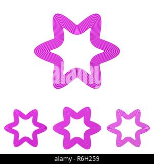 Magenta line star logo design set Stock Vector