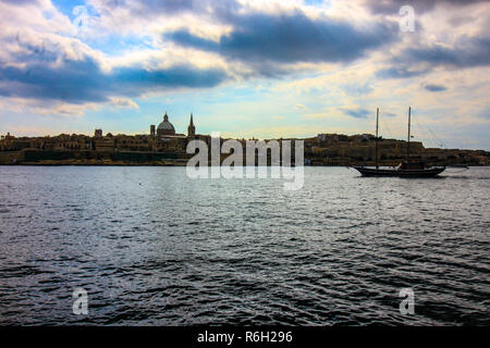 Valletta across Marsamxett Harbour, Malta Stock Photo