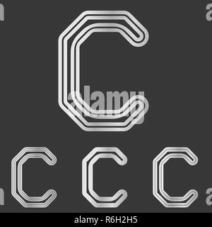 Silver letter c logo design set Stock Vector