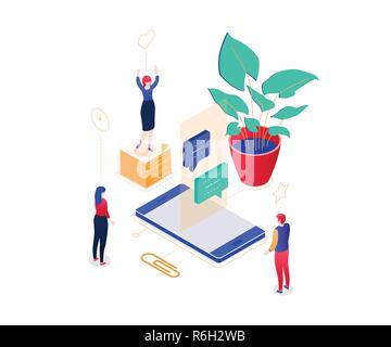 Chatting online - modern colorful isometric vector illustration Stock Vector