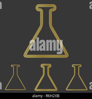 Golden line chemistry logo design set Stock Vector