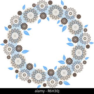 Floral wreath, round ornament Stock Vector