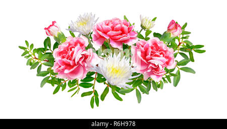 Composition with pink carnation and hrisantemum. Isolated on white background. Stock Photo