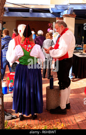 Men & women of the Danish-American club wearing tradtional  Danish winter costumes in Tucson, AZ Stock Photo