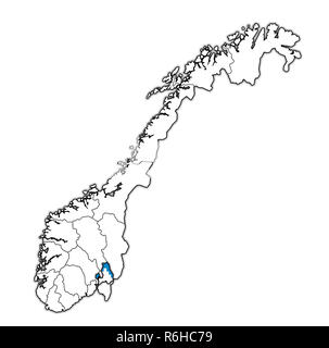 Akershus region on administration map of norway Stock Photo