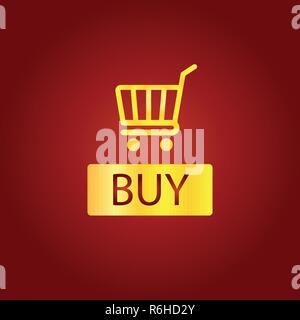 Buy sign icon. Online buying cart button. golden geometric shapes. Gradient buy icon design. Vector Stock Vector