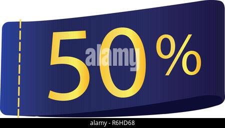 Blue tag 50 .Isolated on white background. Vector icon Stock Vector